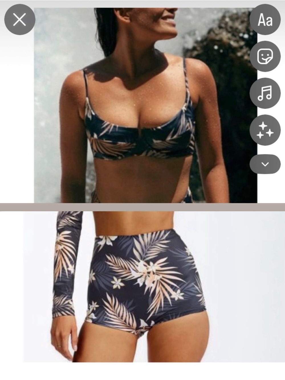 Billabong safari nights underwire bikini top and boy short bottoms